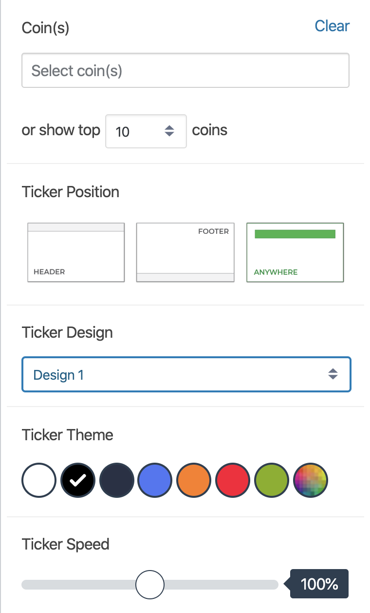 cryptocurrency ticker widget